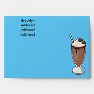 Chocolate milkshake cartoon illustration envelope
