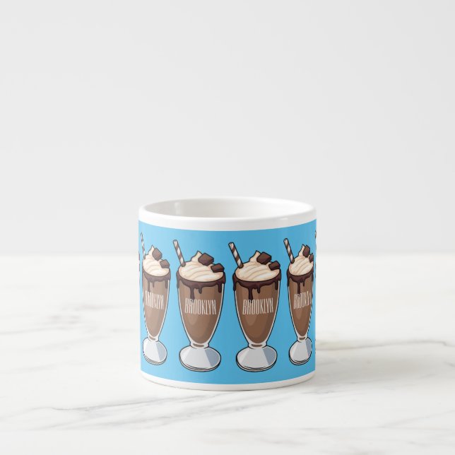 Chocolate milkshake cartoon illustration  espresso cup (Front)