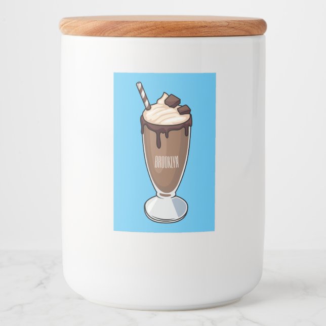 Chocolate milkshake cartoon illustration  food label (Front)