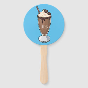 Chocolate milkshake cartoon illustration hand fan