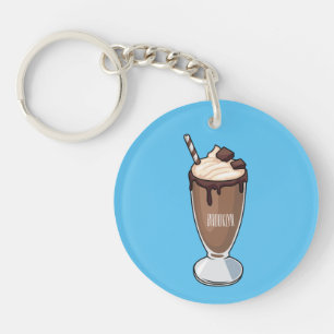 Chocolate milkshake cartoon illustration keychain