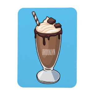 Chocolate milkshake cartoon illustration magnet