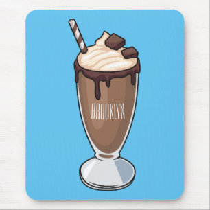 Chocolate milkshake cartoon illustration  mouse pad