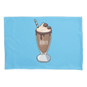 Chocolate milkshake cartoon illustration  pillowcase