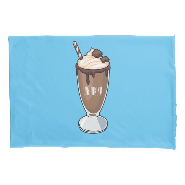 Chocolate milkshake cartoon illustration  pillowcase (Front)