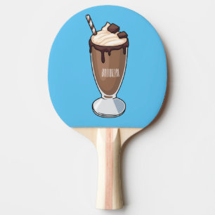 Chocolate milkshake cartoon illustration ping pong paddle