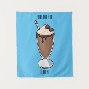 Chocolate milkshake cartoon illustration  tapestry