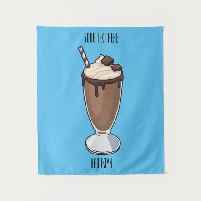 Chocolate milkshake cartoon illustration  tapestry (Front)