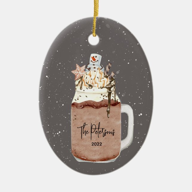 Chocolate Milkshake Christmas Holiday Ceramic Orna Ceramic Ornament (Front)