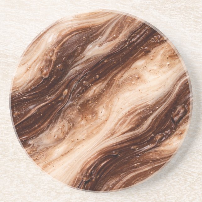 Chocolate Milkshake Marble Texture Coaster (Front)