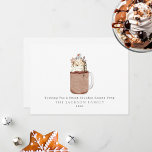 Chocolate Milkshake Snowman Sweet Holiday Card<br><div class="desc">Illustration of a chocolate mason jar milkshake topped with whipped cream,  hot fudge,  caramel,  chocolate chips,  sprinkles,  snowflake shaped Christmas cookie,  and marshmallow snowman.  Personalize the name and year.</div>