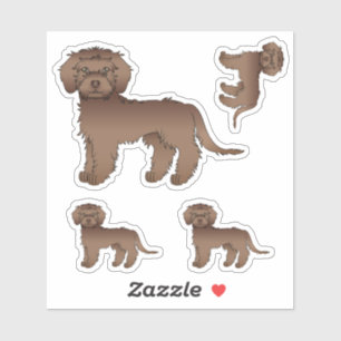 Chocolate Mini Goldendoodle Cute Cartoon Dog