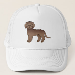Chocolate Mini Goldendoodle Cute Cartoon Dog Trucker Hat