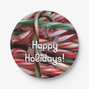 Chocolate Mint Candy Canes Holiday Festive Paper Plate