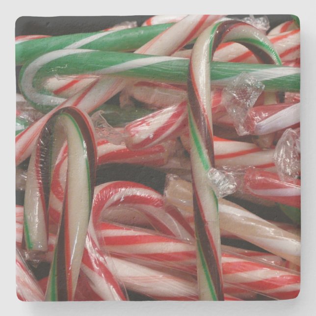 Chocolate Mint Candy Canes Holiday Festive Stone Coaster (Front)