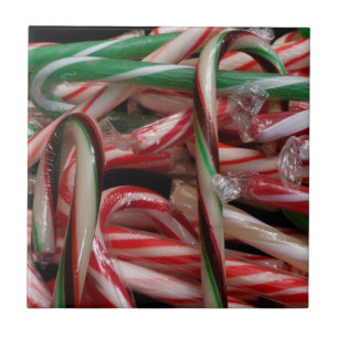 Chocolate Mint Candy Canes Holiday Festive Tile
