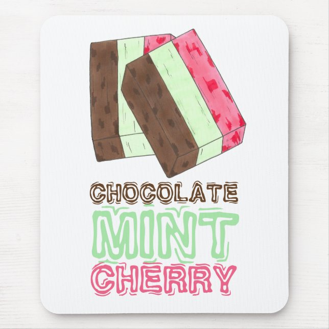 Chocolate Mint Cherry Spumoni Ice Cream Gelato Mouse Pad (Front)