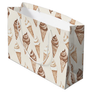 Chocolate Mocha Ice Cream Cones Birthday Large Gift Bag