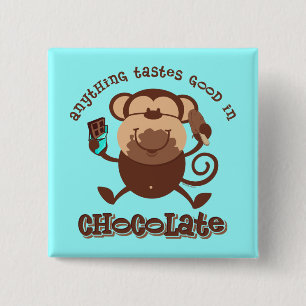 Chocolate Monkey 2 Inch Square Button