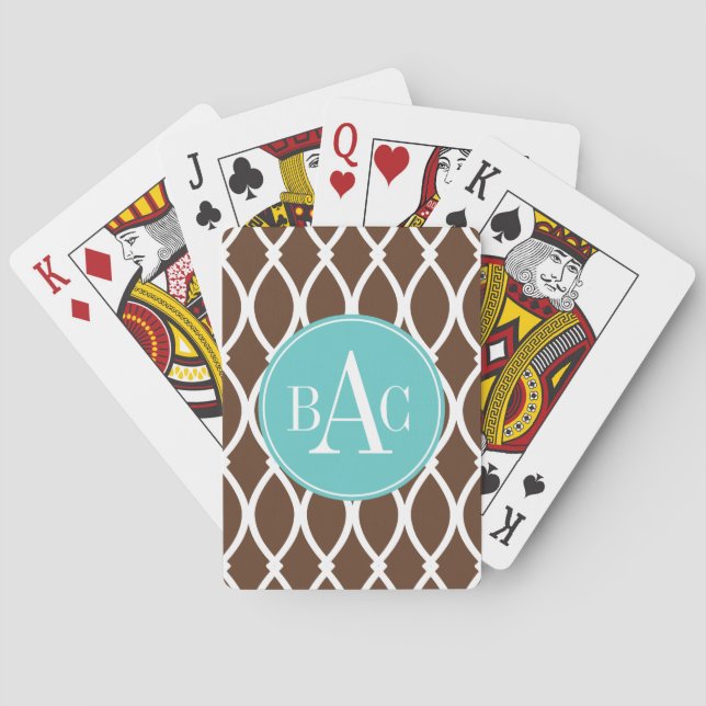 Chocolate Monogrammar Barcelona Print Playing Cards (Back)