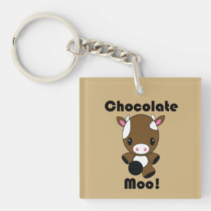 Chocolate Moo Kawaii Cow Keychain