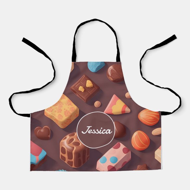 Chocolate Mosaic Colourful Personalized Pattern Apron (Front)