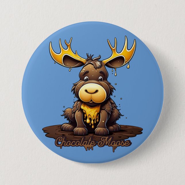 Chocolate Mousse Moose 3 Inch Round Button (Front)