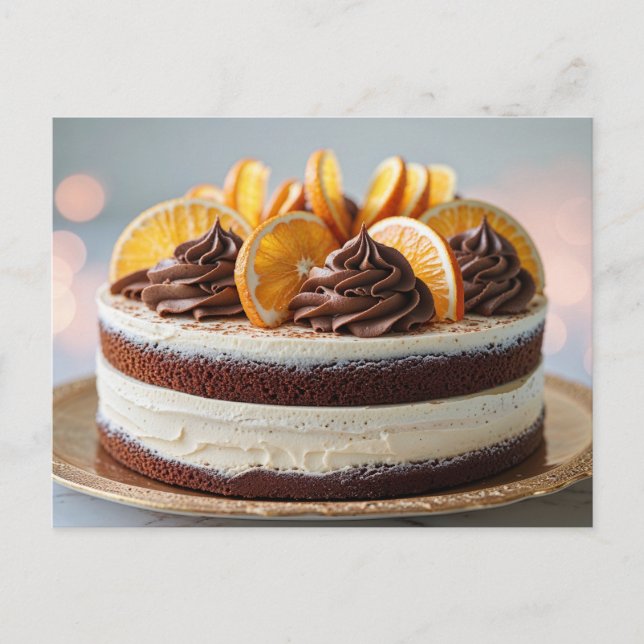 Chocolate Orange Cake with Orange Fruit Slices  Postcard (Front)