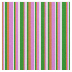 Chocolate, Orchid, Lavender & Green Lines Pattern Fabric