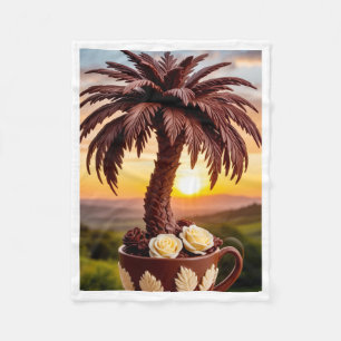 Chocolate Palm Tree In A Mug Fleece Blanket