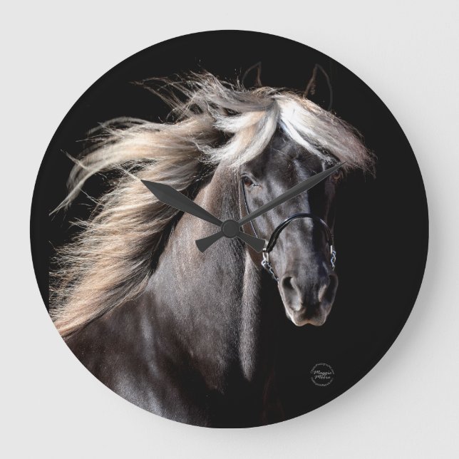 Chocolate Palomino Rocky Mountain Horse Large Clock (Front)