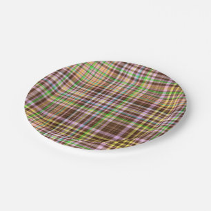 Chocolate Pastels Plaid 10-PAPER PARTY PLATES