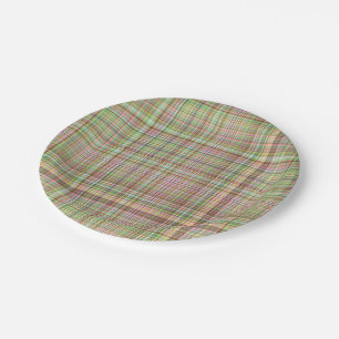 Chocolate Pastels Plaid 14-PAPER PARTY PLATES