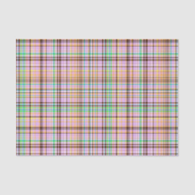 Chocolate Pastels Plaid 15-TISSUE WRAP PAPER (Front)