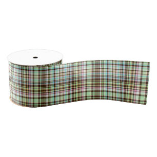 Chocolate Pastels Plaid 1-GROSGRAIN RIBBON SPOOLS Grosgrain Ribbon