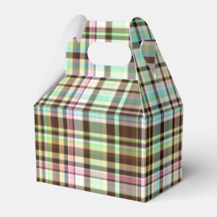Chocolate Pastels Plaid 1-PARTY FAVOR BOX, gable Box