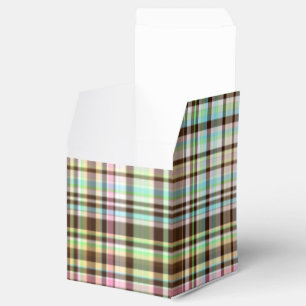 Chocolate Pastels Plaid 1-PARTY FAVOR BOX, square Box