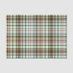 Chocolate Pastels Plaid 1-TISSUE WRAP PAPER