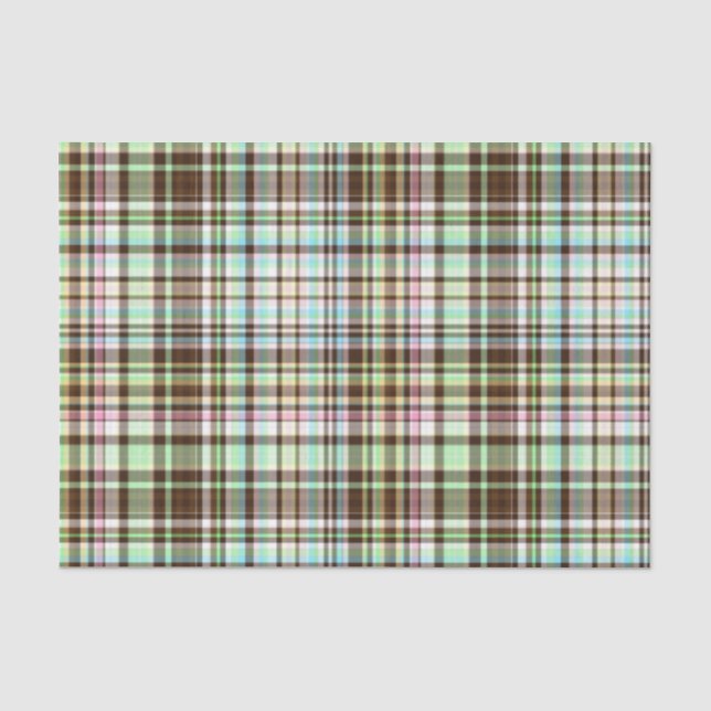 Chocolate Pastels Plaid 1-TISSUE WRAP PAPER (Front)