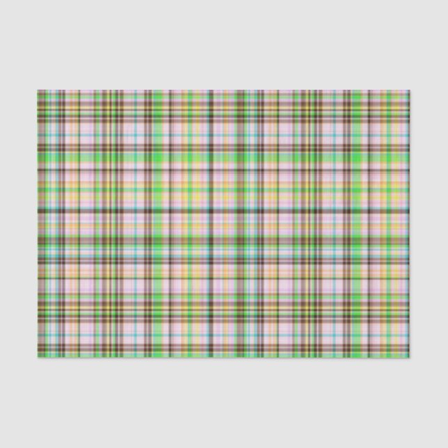 Chocolate Pastels Plaid 20-TISSUE WRAP PAPER (Front)