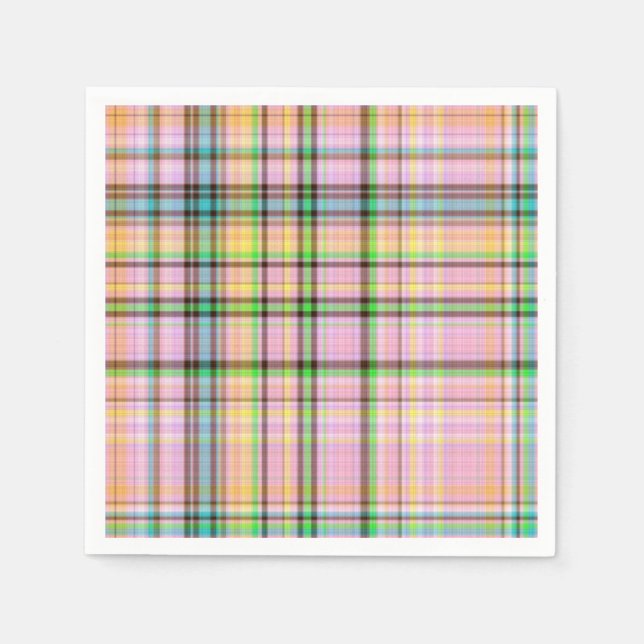 Chocolate Pastels Plaid 21-PAPER NAPKINS (Front)