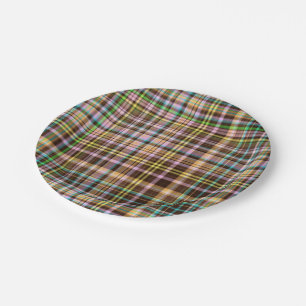 Chocolate Pastels Plaid 27-PAPER PARTY PLATES
