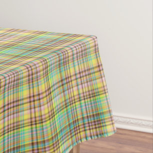 Chocolate Pastels Plaid 2-60x104 COTTON TABLECLOTH