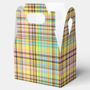 Chocolate Pastels Plaid 2-PARTY FAVOR BOX, gable Box