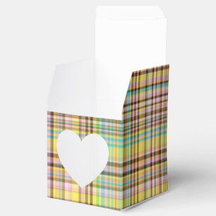Chocolate Pastels Plaid 2-PARTY FAVOR BOX, sq hrt Box