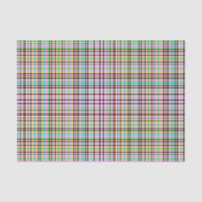 Chocolate Pastels Plaid 30-TISSUE WRAP PAPER (Front)