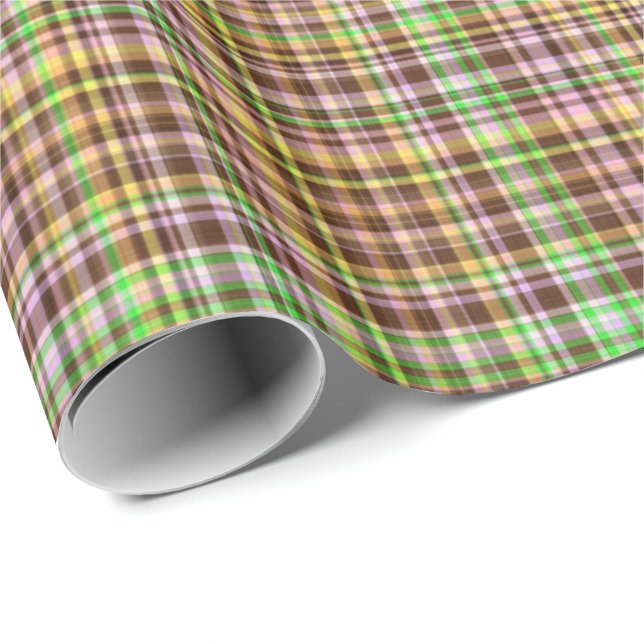 Chocolate Pastels Plaid 9-Gift Wrapping Paper (Roll Corner)