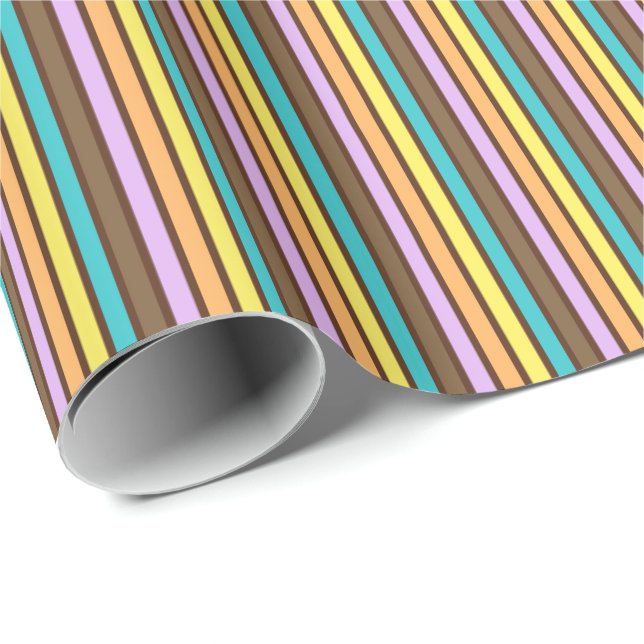 Chocolate Pastels Stripes 02-Gift Wrapping Paper (Roll Corner)