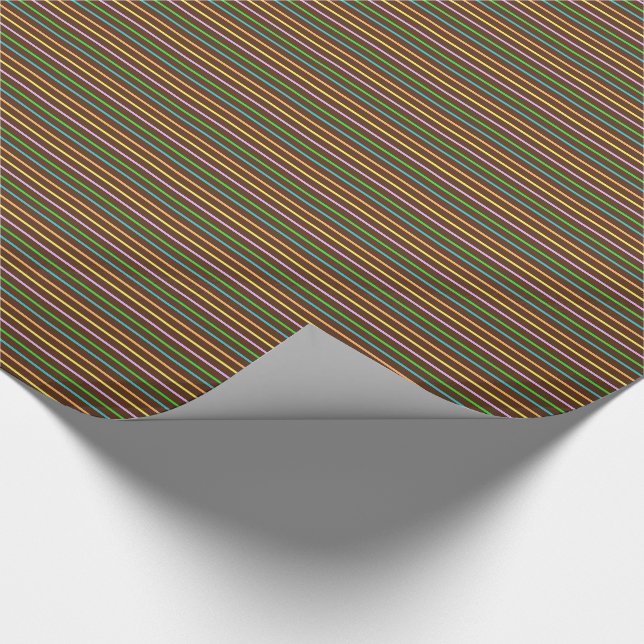Chocolate Pastels Stripes 15-Gift Wrapping Paper (Corner)
