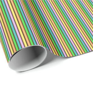 Chocolate Pastels Stripes 18-Gift Wrapping Paper